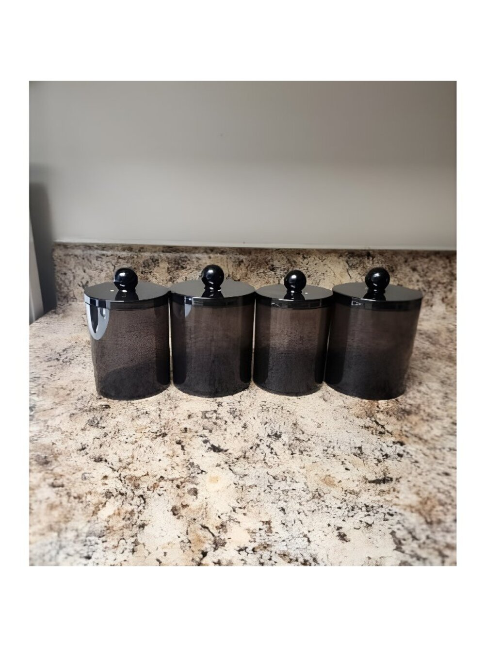 4 Pack Plastic Acrylic Bathroom Vanity Countertop Canister Jars